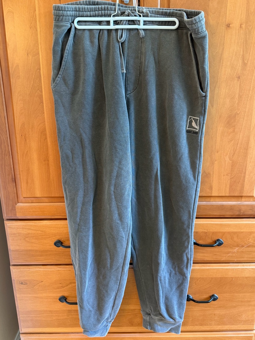 Men’s Gray Jogger Sweatpants with Small Embroidered Logo